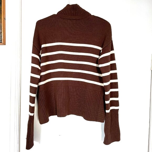 NWOT Veronica Beard Lancetti Striped Cotton Turtleneck Sweater Brown Size S - Picture 3 of 5
